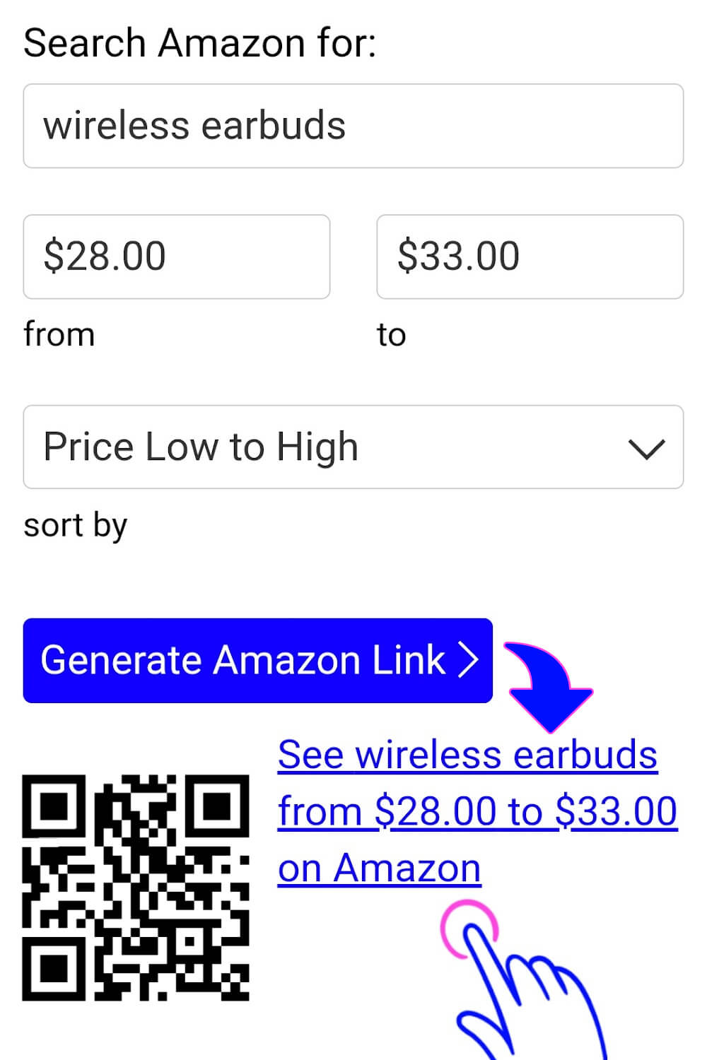 How to search Amazon by price range